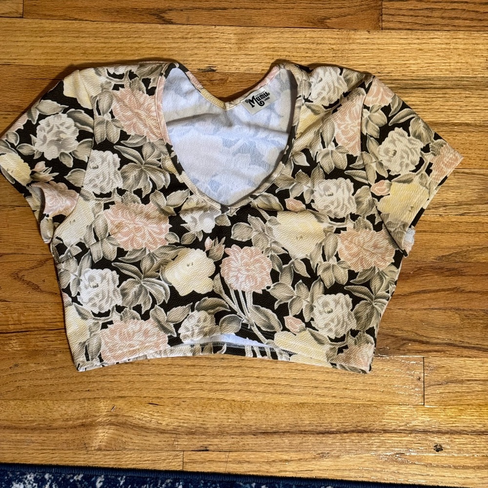 Show Me Your MuMu Miami Crop Floral Top Blouse | Sz L